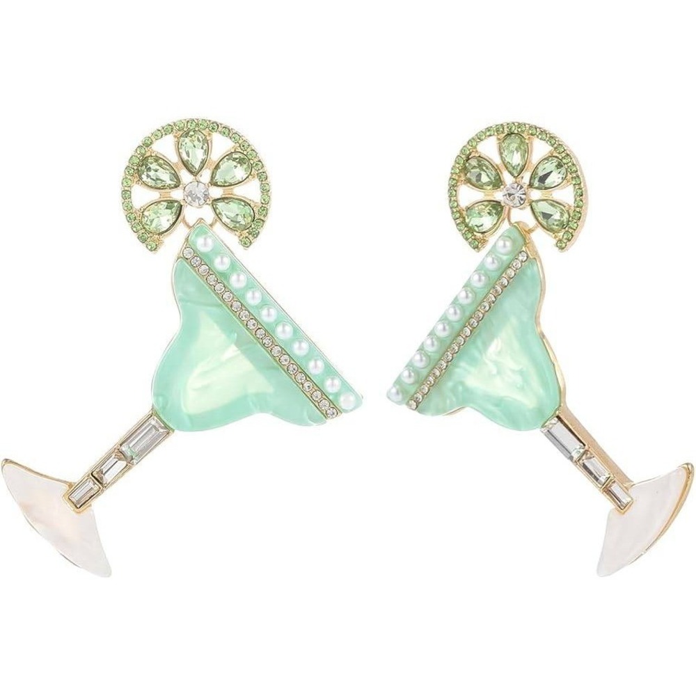 Margarita Earrings Novelty Drink Cocktail Rhinestone Gem Dangle Drop - Picture 3 of 7